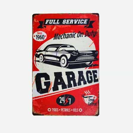 vintage garage car tin sign